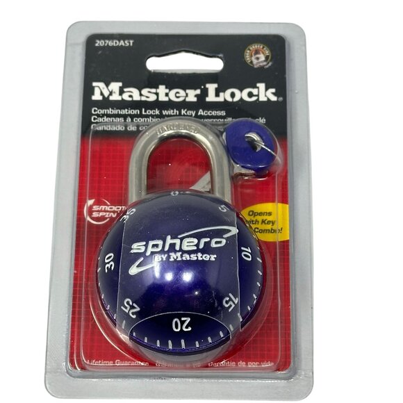 Master Lock Sphero Combination Lock Smooth Spin Padlock 2076DAST Purple W/Key - Picture 1 of 6
